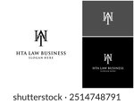 Letter HTA Initial Monogram Pillar Law Firm Attorney Classic Font Vector Logo Design Illustration