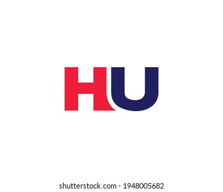 letter hu and uh logo design vector template