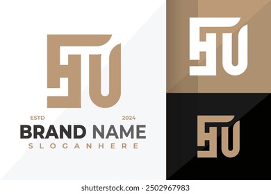 Letra Hu o Uh Monograma Diseño de logotipo Ilustración de icono de Vector