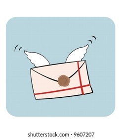 a letter hurrying to the addressee
