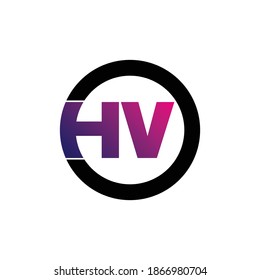 Letter HV circle logo design vector