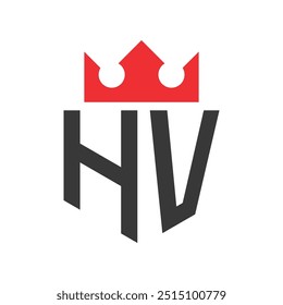 Letter HV Crown Logo. Crown on Letter HV Logo Design Template