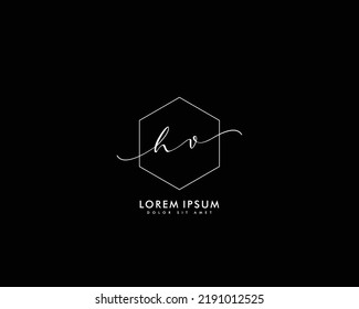 Letter HV Initial handwriting logo with signature and hand drawn style.