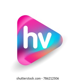 Letter HV logo in triangle shape and colorful background, letter combination logo design for business and company identity.
