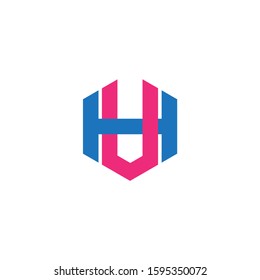 letter hv simple hexagonal geometric symbol logo vector