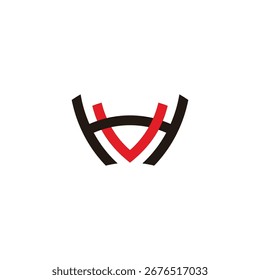 letra hv simples vinculado emblema cores logotipo vetor 
