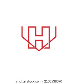 letter hv simple linked thin line logo vector