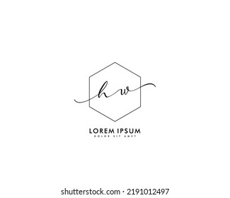 Letter HW Initial handwriting logo with signature and hand drawn style.