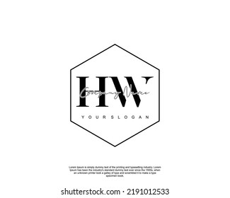 Letter HW Initial handwriting logo with signature and hand drawn style.