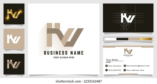 Letter HW or KU monogram logo with business card design
