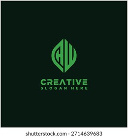 Letra HW Leaf Logo Diseño Vector Plantilla