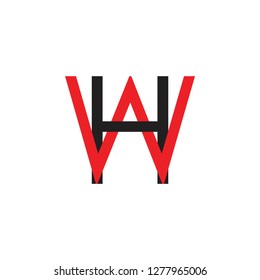 letter hw linked colors design logo vector