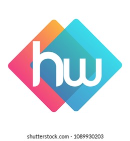 Letter HW logo with colorful geometric shape, letter combination logo design for creative industry, web, business and company.