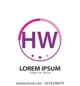 logotipo de la letra HW. Ilustración vectorial del diseño del logotipo de HW para empresas creativas, empresas, industria
