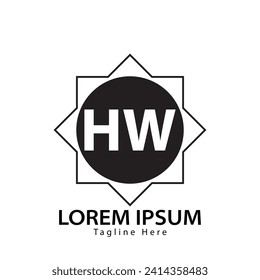 letter HW logo. HW logo design vector illustration for creative company, business, industry