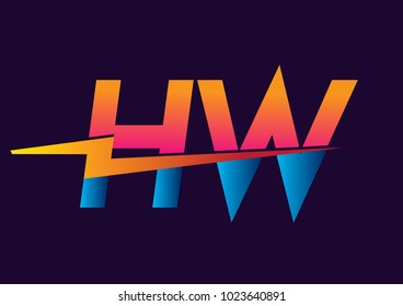 Letter HW logo with Lightning icon, letter combination Power Energy Logo design for Creative Power ideas, web, business and company.