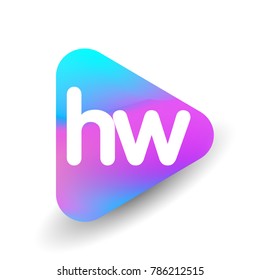 Letter HW logo in triangle shape and colorful background, letter combination logo design for business and company identity.
