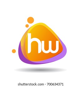 Letter HW logo in triangle splash and colorful background, letter combination logo design for creative industry, web, business and company.