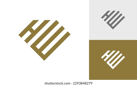 Letra HW monograma con diseño de logo con forma de diamante