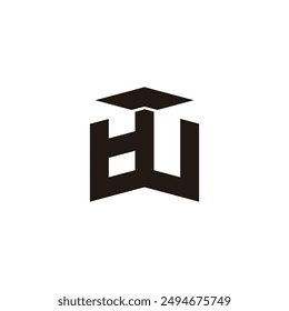 letter hw simple pillar building geometric logo vector 