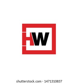 Letter HW with square shapes logo icon design vector