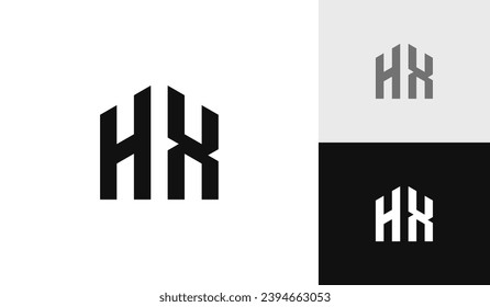 Letter HX initial with house shape logo design