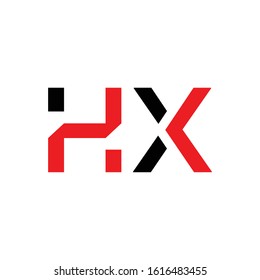 letter HX Logo Design Linked Vector Template With Red And Black. Initial HX Vector Illustration