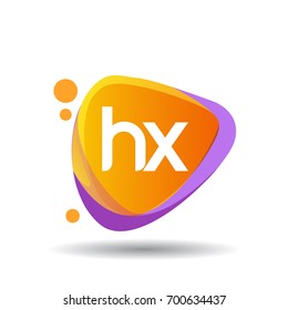 Letter HX logo in triangle splash and colorful background, letter combination logo design for creative industry, web, business and company.