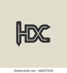 Letter HX pencil shape logo design. Link icon in flat style isolated on grey background. Graphic alphabet symbol for your corporate business identity, website, app, UI. Arts logo design inspiration.