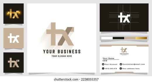 Letter hX or tX monogram logo with business card design