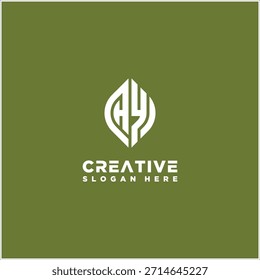 Letter HY Leaf Logo Design Vector Template