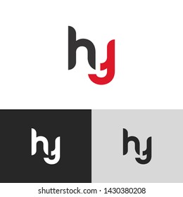 Letter hy linked lowercase logo design template elements. Red letter Isolated on black white grey background. Suitable for business, consulting group company.