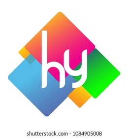 Letter HY logo with colorful geometric shape, letter combination logo design for creative industry, web, business and company.
