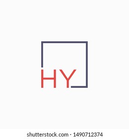 Letter HY Logo design with square frame line art. business consulting concept. studio,room,group icon. Suitable for business, consulting group company. - vector