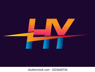 Letter HY logo with Lightning icon, letter combination Power Energy Logo design for Creative Power ideas, web, business and company.