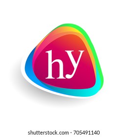 Letter HY logo in triangle shape and colorful background, letter combination logo design for company identity.