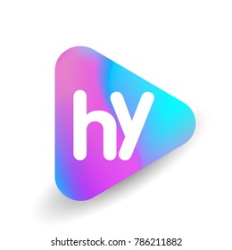 Letter HY logo in triangle shape and colorful background, letter combination logo design for business and company identity.
