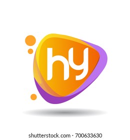 Letter HY logo in triangle splash and colorful background, letter combination logo design for creative industry, web, business and company.