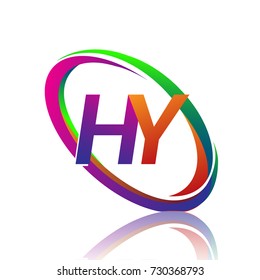 letter HY logotype design for company name colorful swoosh. vector logo for business and company identity.