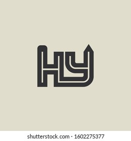 Letter HY pencil shape logo design. Link icon in flat style isolated on grey background. Graphic alphabet symbol for your corporate business identity, website, app, UI. Arts logo design inspiration.