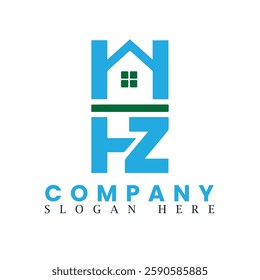 Letter HZ and House logo vector template.