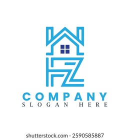 Letter HZ and House logo vector template.