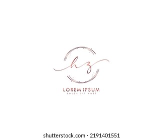 Letra HZ Logo de escritura manual inicial con firma y estilo dibujado a mano.