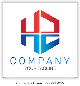 letter HZ initial hexagon logo icon premium elegant template vector eps 10