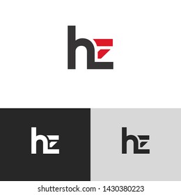 Letter hz linked lowercase logo design template elements. Red letter Isolated on black white grey background. Suitable for business, consulting group company.