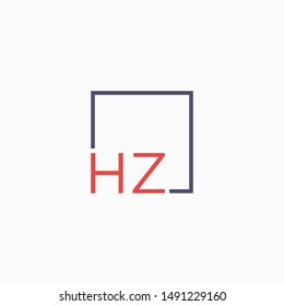 Letter HZ Logo design with square frame line art. business consulting concept. studio,room,group icon. Suitable for business, consulting group company. - vector