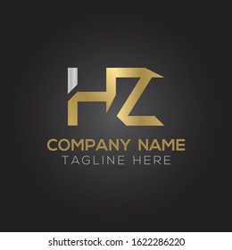 letter HZ Logo Design Vector Template. Initial Gold And Silver Letter Design HZ Vector Illustration