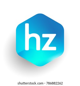 Letter HZ logo in hexagon shape and colorful background, letter combination logo design for business and company identity.
