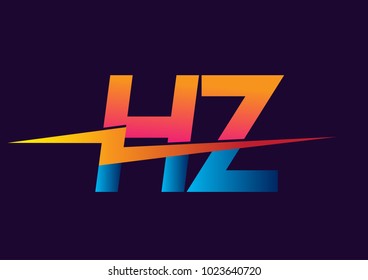 Letter HZ logo with Lightning icon, letter combination Power Energy Logo design for Creative Power ideas, web, business and company.