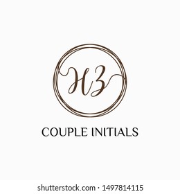 Letter HZ logo template. Creative fashion logo design, couple letter , beauty icon. Initial handwriting or handwritten logo for identity. Logo with hand drawn style. wedding concept -vector